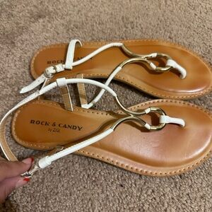 Bahati White and Tan Sandals